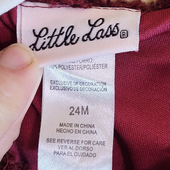 Little Lass Baby Girl teddy soft Vest deep eed pink band ribbon  24 Months - Picture 4 of 6